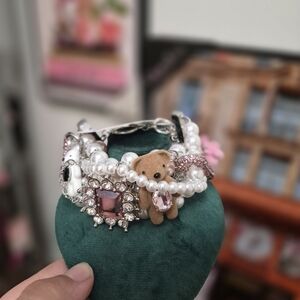 Betsey Johnson Pink and White Charm Bracelet